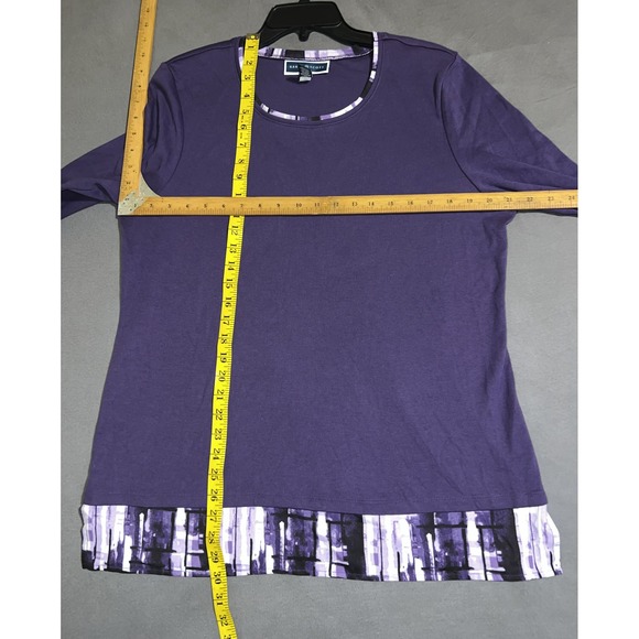 New Karen Scott Top Purple Print Trim 3/4 Sleeve Shirt Size XL Casual Travel - Picture 6 of 9